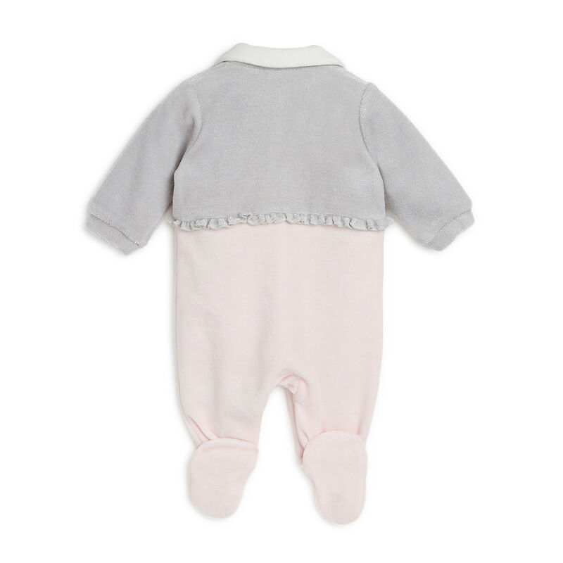 Girls Light Pink Printed Front Opening Babysuit image number 1